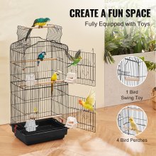 VEVOR Cage à Oiseaux en Métal 92,5 cm pour Perruches Perroquets Calopsittes