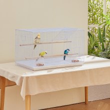 VEVOR Petite Cage à Oiseaux en Métal 455 mm pour Perruches Calopsittes Blanc