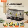 VEVOR Petite Cage à Oiseaux en Métal 465 mm pour Perruches avec Séparateur Noir