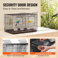 VEVOR Petite Cage à Oiseaux en Métal 465 mm pour Perruches avec Séparateur Noir