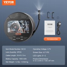 VEVOR Caméra Endoscopique Endoscope Inspection Triple Objectif Écran IPS 4,3"