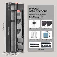 VEVOR Armoire à 3 fusils coffre-fort clavier numérique verrouillage 4 pistolets