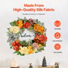 VEVOR Couronne décorative artificielle 60,96 cm rouge orange jaune avec roses