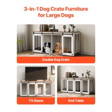 VEVOR Meuble Cage pour Chien d'Intérieur en Bois 1800 mm avec Plateau Robuste