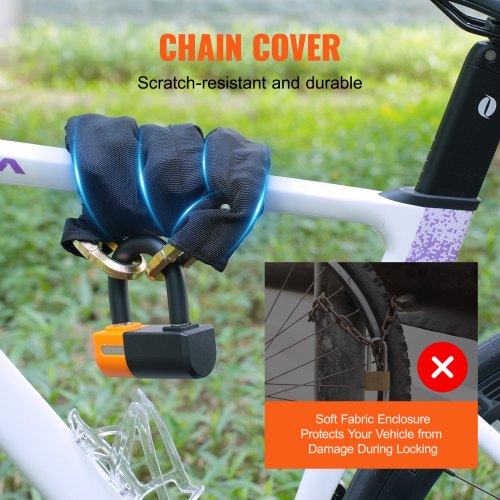 Antivol Chaîne Biglufu Haute Sécurité Pour Vélo/scooter - Acier, Noir, Avec Clés