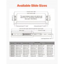 VEVOR Glissière de tiroir à extension complète 400 mm 113,4 kg roulement billes