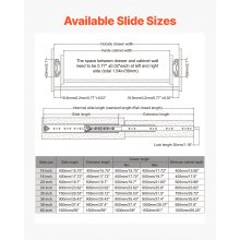 VEVOR Glissière de tiroir à extension complète 500 mm 113,4 kg roulement billes