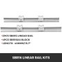 VEVOR Miniature Rail Linéaire Guide CNC SBR16-400mm Rails et roulements linéaires CNC pour les machines d'automatisation telles que les routeurs CNC bricolage/les tours/les machines-outils