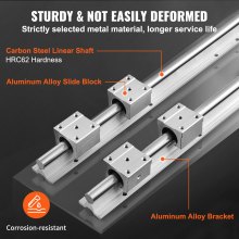 VEVOR Rail de Guidage Linéaire SBR20 1800 mm 2PCS Rails Linéaires 1800 mm 4PCS Blocs Roulement SBR20UU Kit Glissières à Roulement Linéaire pour Machines Automatisées Routeurs CNC Tours Imprimante 3D