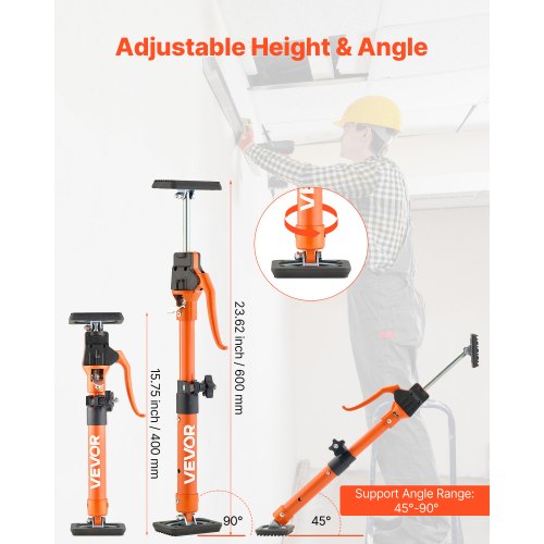Étai de Soutien Télescopique 48-75 cm Poteau de Support Réglable Lot de 2, Tige Dégagement Rapide, en Acier, Charge 100 kg, Étai pour Plafond, Installation d'Armoires, Levage de Cloisons Sèches | FR