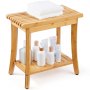 VEVOR Banc de douche en bambou tabouret de douche 485 x 288 x 465 mm intérieur