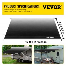 VEVOR Auvent pour Caravane Bâche de Camping 5,24 m Camping-car Charbon Dégradé