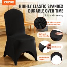 50pcs Housse De Chaise Arqué Mariage Chaise Décor Spandex Stretch Noir