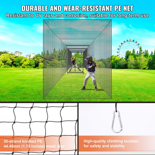 VIVOHOME Filet de frappe de baseball – 2,1 x 2,1 m – Filet d'entraînement de softball pour frapper, lancer, avec tee de frappe et sac de transport VIVOHOME Filet de frappe de baseball – 2,1 x 2,1 m – Filet d'entraînement de softball pour frapper, lancer, avec tee de frappe et sac de transport