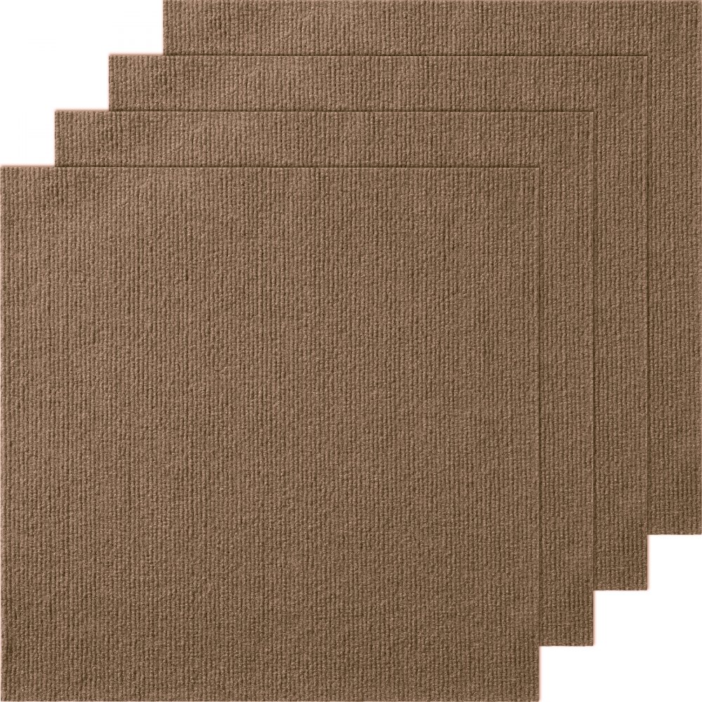 VEVOR Dalles de moquette à décoller et à coller, 457 x 457 mm, tapis de sol auto-adhésif, rembourré et doux, installation facile pour chambre, salon, intérieur et extérieur (10 pcs, marron foncé)