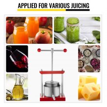 VEVOR Pressoir à Vin Manuel 5,5 L Presse Fruits 2 Barils Inox Presseur Extracteur de Jus Multifonction pour Vinification Maison Extraction Huile Olive Pressage Fromage Légumes Herbes 30x25x45,5 cm