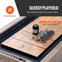 VEVOR Table de Jeu de Palets et Quilles 2-en-1 Table de Shuffleboard 274,5cm LED