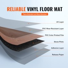 VEVOR Revêtement de sol en vinyle auto-adhésif 914 mm x 152 mm, 36 dalle de 2,5 mm d'épaisseur à décoller et à coller, grain de bois brun foncé pour cuisine, salle à manger, chambre et salle de bain