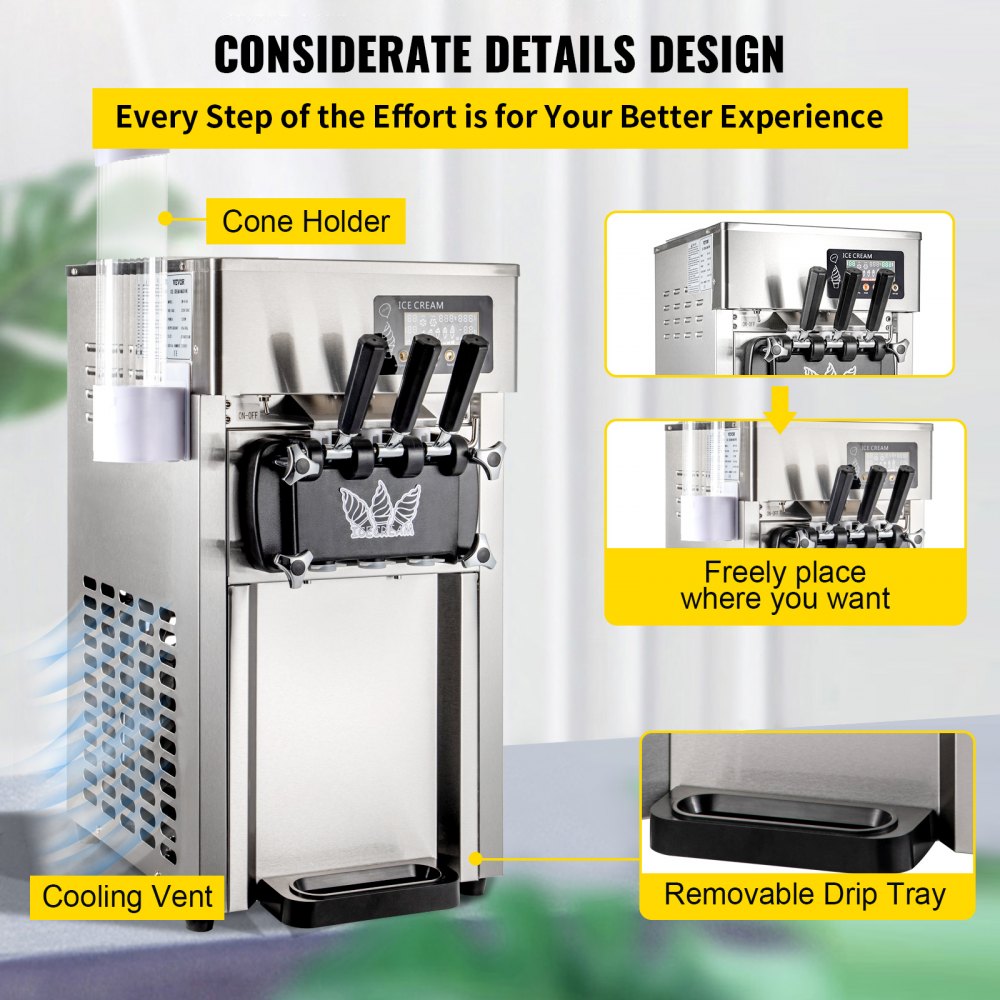 Machine à Glace Professionnelle VEVOR 12L - Double Cuve Inox - 2200W - Pour Cafés/Restaurants