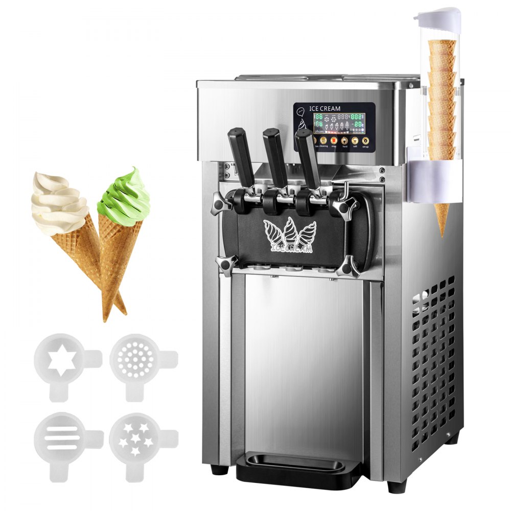 Machine à Crème Glacée Professionnelle 6L X2 Trémies - Production 20-28L/h, 2200W, 3 Saveurs, Pour Cafés/bars