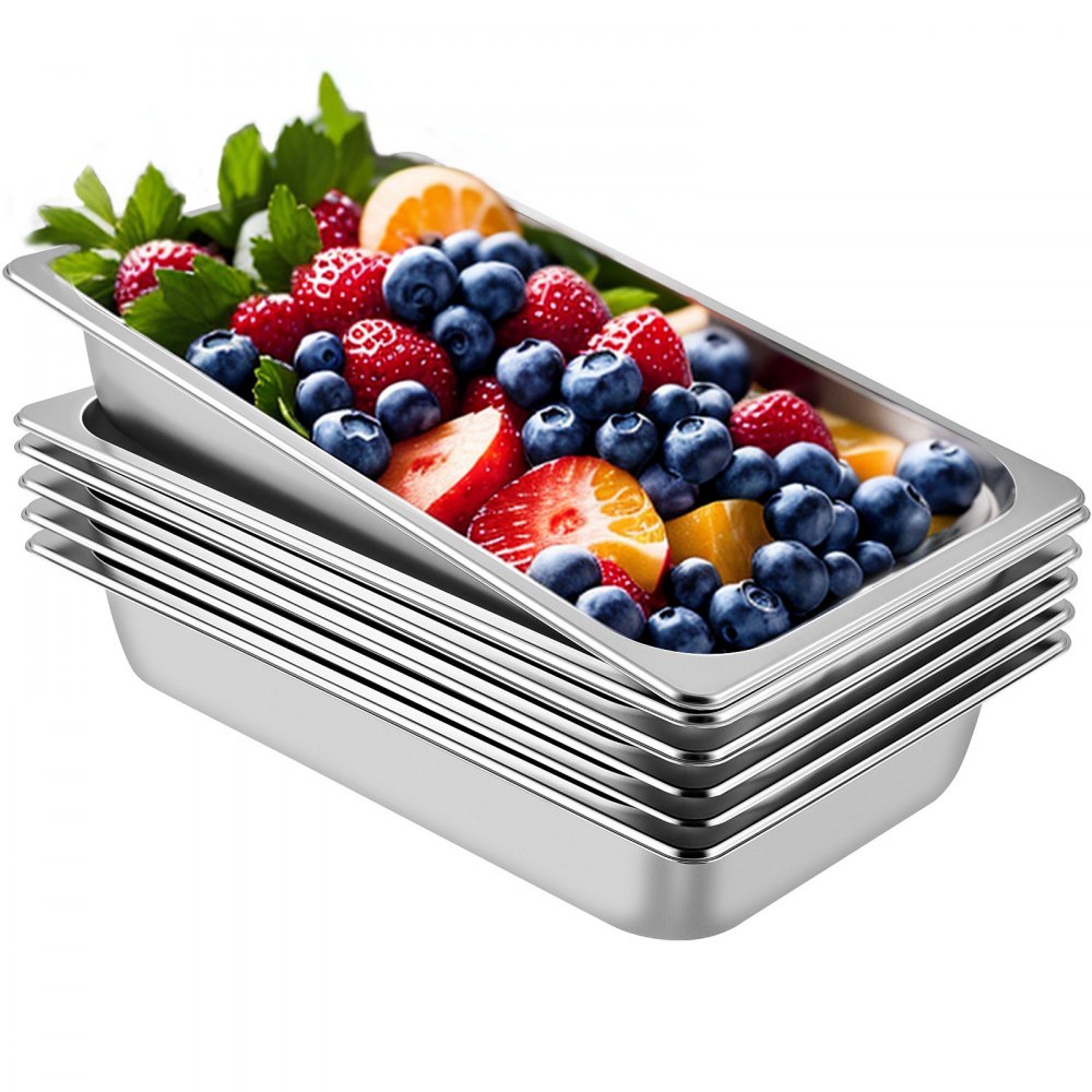 Bac Gastro Inox Alimentaire - VEVOR - 8,5L - Lot de 6 Plats à Four en Acier - Maison