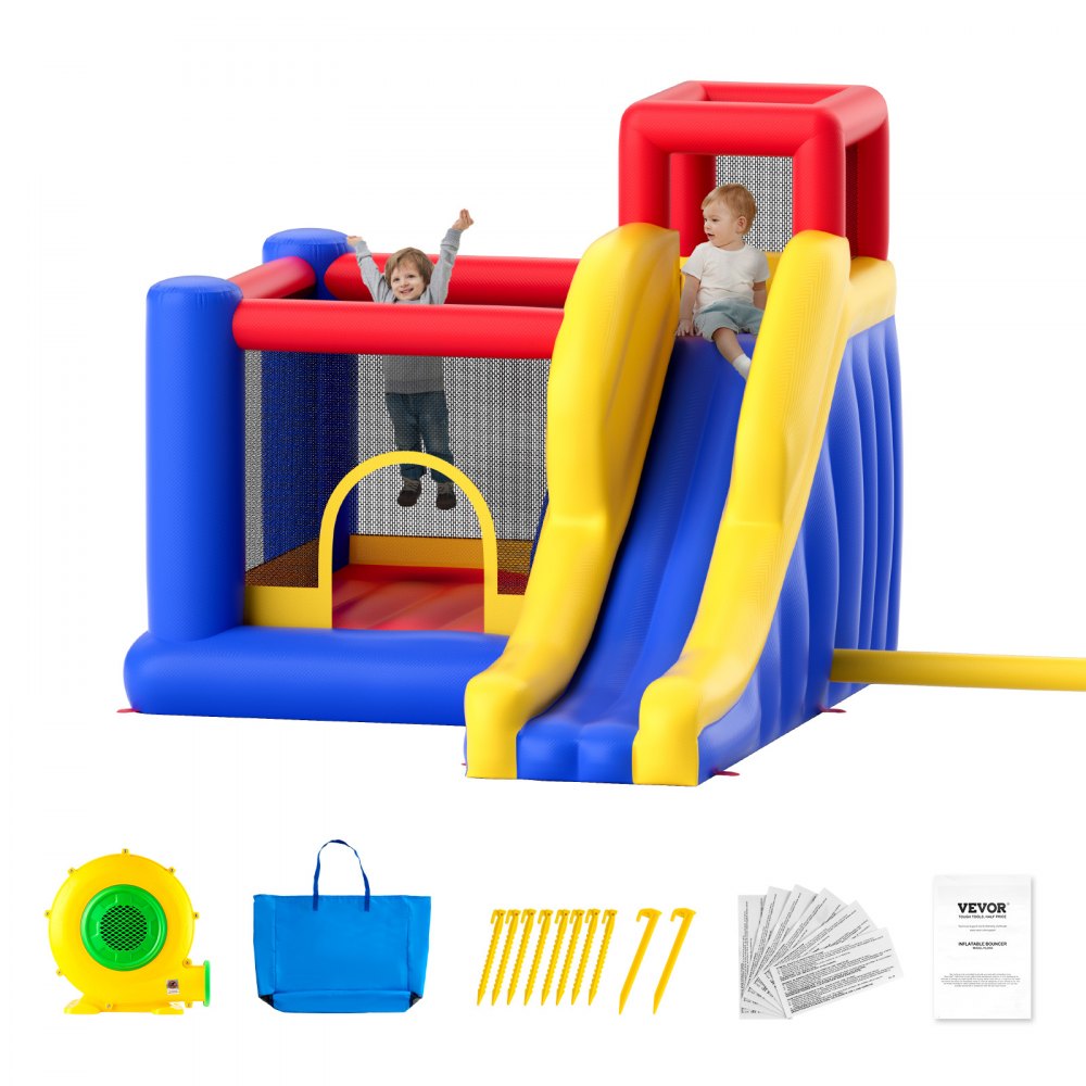 VEVOR Château Gonflable Géant 333x338x203 Cm Avec Toboggan, Piscine à Bulles & Mur D'Escalade – Pour Enfants 3-8 Ans, Idéal Jardin