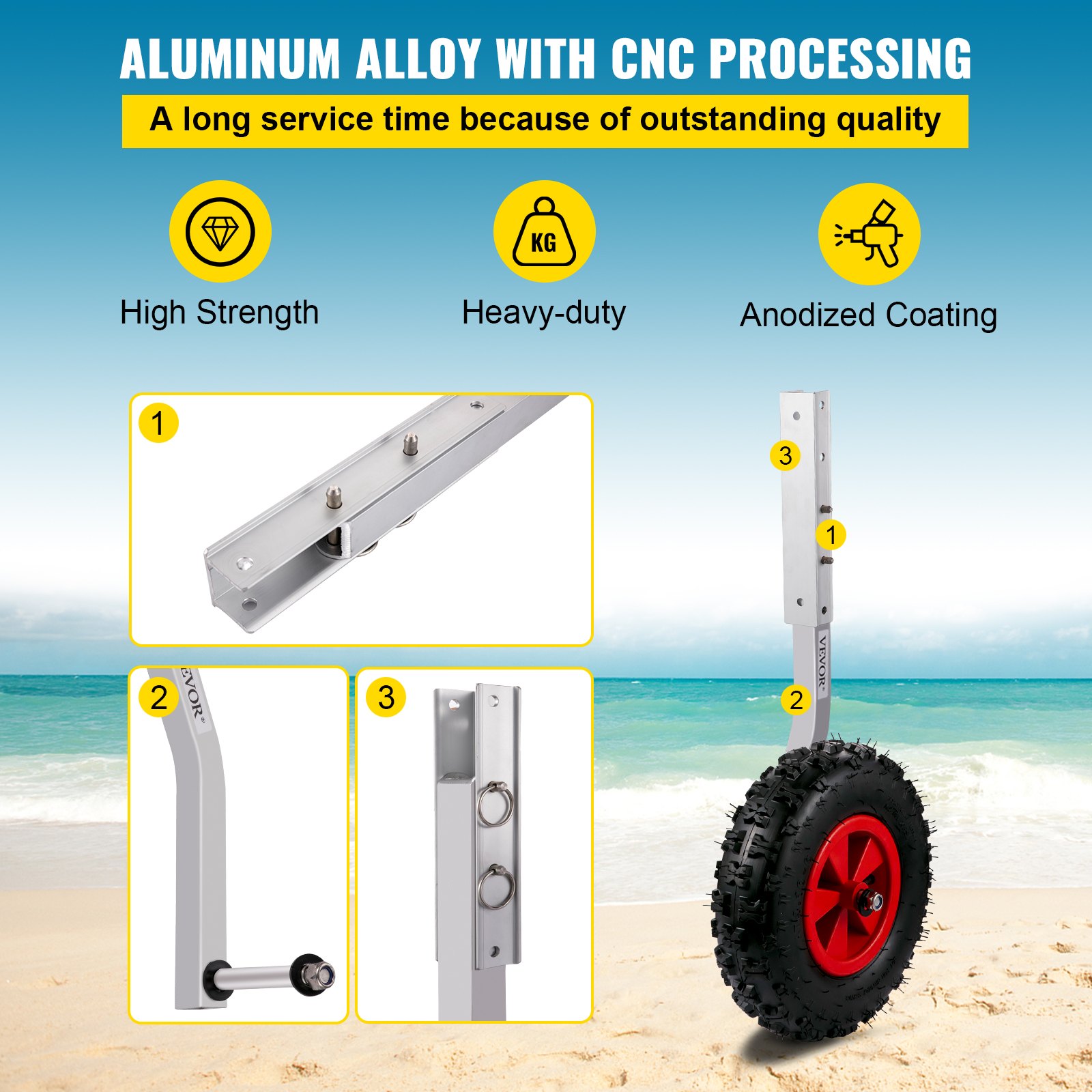 Roues De Halage Pour Bateau – Paire, Charge 150 Kg, Pneus 25 Cm, Acier Inox, Pour Bateaux Pneumatiques