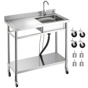 VEVOR Évier cuisine utilitaire en acier inoxydable, évier professionnel ...