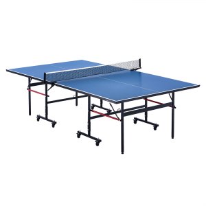 Table De Ping-Pong ZERRO Pliable Intérieur - Taille Standard 274x152.5x76cm, MDF 15mm, Noir/Bleu
