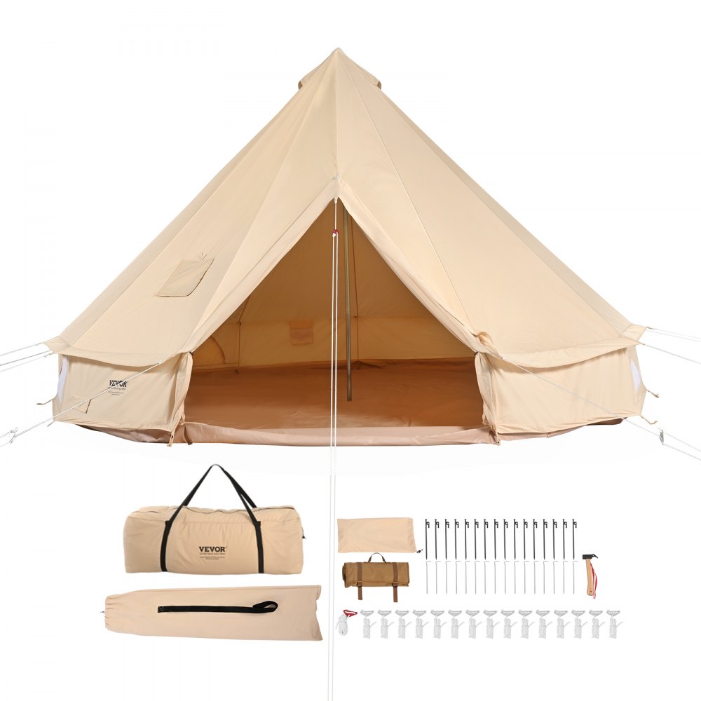 Tente Cloche 4/5/6 Mètres - Coton Beige - Yourte Glamping - Jusqu'à 10 Personnes