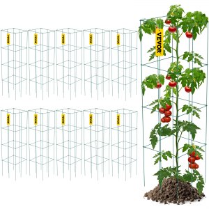 VEVOR Lot De 6 Cages à Tomates 100 Cm – Support Robuste En Acier PVC Vert Pour Légumes Grimpants