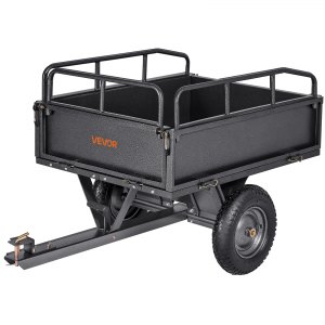 Remorque à Benne Basculante 283 L, Capacité 227 Kg - Pour Tracteur, Tondeuse, VTT - Pneus 40,64 Cm, Polyéthylène