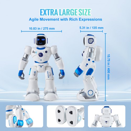 Chien Robot Télécommandé Interactif – 20 Fonctions, Programmable, Contrôle Gestuel, Rechargeable – Cadeau Enfants 3-12 Ans (bleu)