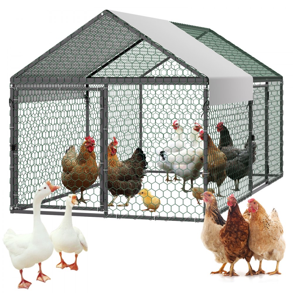 Toit Chicken VEVOR Enclos Poulailler en Métal 1 x 2 x 1 m Parc à 4-6 Poules Grillagé ...