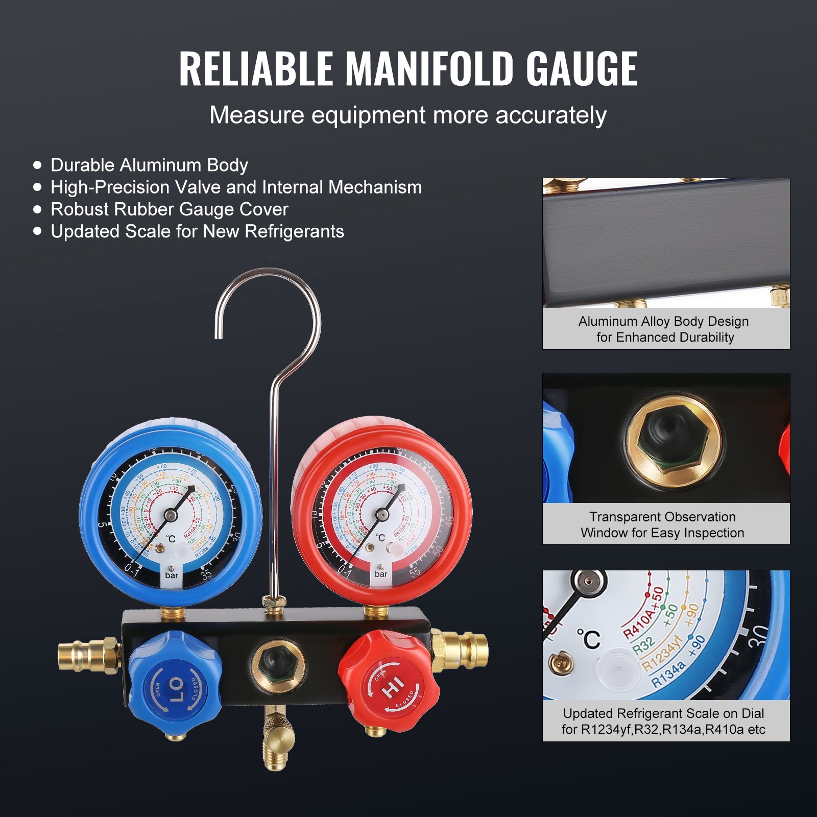 Kit Pompe à Vide 3.6 CFM Avec Jauge Manomètre - Pour Climatisation Split Et Diagnostic Auto