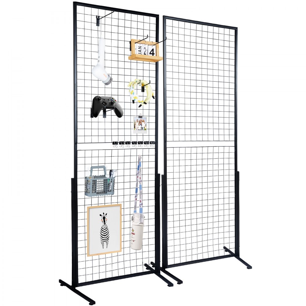 VEVOR Grille d’Exposition sur Pied 2 PCs Panneau Grille en Acier ...