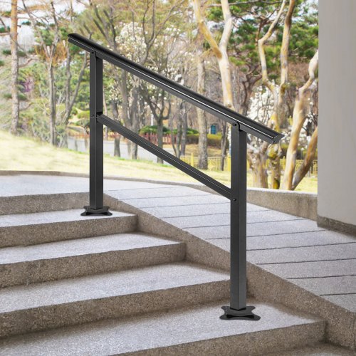Main Courante Escalier Moderne 121 Cm - Charge 75 Kg, Réglable 0-30°, Noir, Pour 3-4 Marches