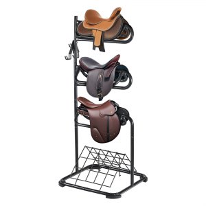 Lot De 2 Porte-selles Pliables Noirs – Support De Selle Autoportant, Capacité De 132 Lb Chacun. Idéal Pour Ranger Vos Selles D'équitation En Toute Sécurité. Neuf Et Pratique !