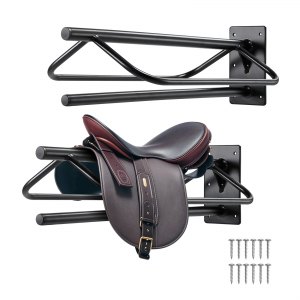 Support De Selle De Cheval Pliable En Métal – Avec Crochet Pour Rênes/plastron, Longueur 38 Cm, Couleur Noir – Rangement écurie Stable