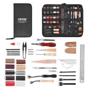 Kit Travail Du Cuir 38 Pièces – Pour Débutants Et Pros, Avec Sac De Rangement