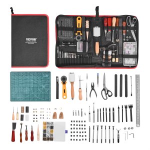 Kit De Travail Du Cuir 9 Pièces - Pince à Coudre Rotative 180° En Bois - Outils Pour Couture à La Main, Maroquinerie DIY