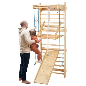 Échelle murale suédoise en bois pour aire de jeux intérieure à 10 niveaux | FR Échelle murale suédoise en bois pour aire de jeux intérieure à 10 niveaux | FR