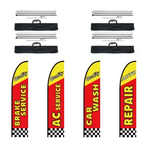 VEVOR Kit 4 Mâts De Drapeau Avec Drapeaux Plumes Publicitaires - Hauteur 498,5 Cm Pour Promotion Extérieure