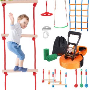 Augustusws – Lot De 4 Anneaux De Gymnastique Colorés Ninja Line – Bleu, Rouge, Jaune, Noir – Charge 120 Kg – Dès 3 Ans