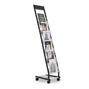 VEVOR Présentoir étroit à 6 niveaux avec roulettes, support de magazines sur pied en métal, supports mobiles pour catalogues de journaux, magasins, expositions, bureau (6 poches VEVOR Présentoir étroit à 6 niveaux avec roulettes, support de magazines sur pied en métal, supports mobiles pour catalogues de journaux, magasins, expositions, bureau (6 poches