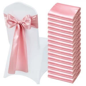 Lot de 10 nœuds en satin pour chaise - Rose - Pour mariage, banquet Lot de 10 nœuds en satin pour chaise - Rose - Pour mariage, banquet