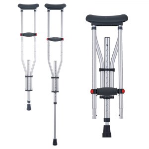 Béquilles Axillaires VEVOR - Paire Réglable En Hauteur, Support 136kg, Aluminium