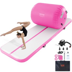 Rouleau De Gymnastique Gonflable VEVOR - Cylindre Yoga Avec Pompe - Vert Menthe