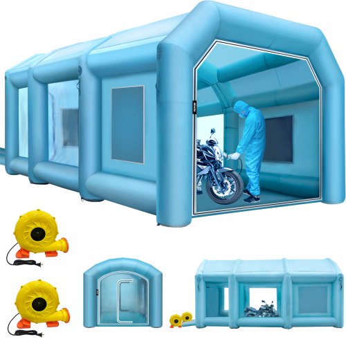 VEVOR Cabine Peinture Gonflable Voiture - 8,5x4,8x3,3 M - Polyurethane Bleu - Atelier Mobile