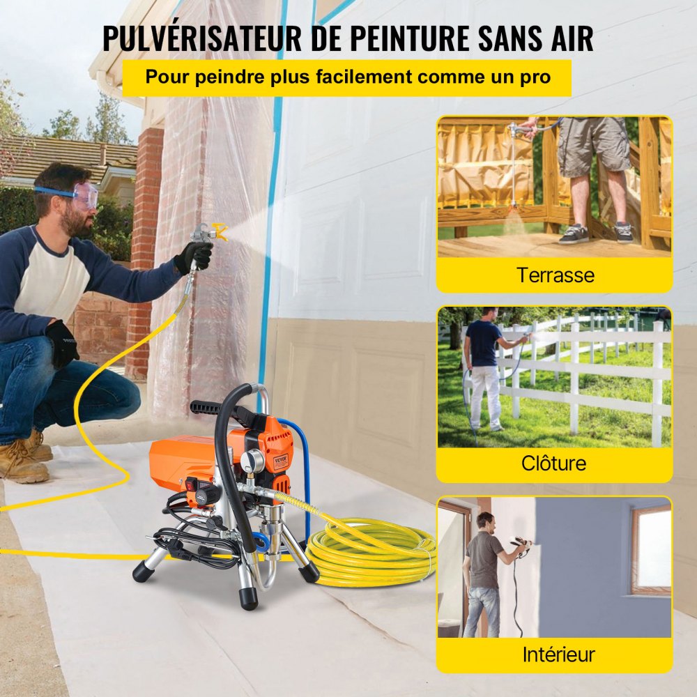 Pistolets Peinture Domestiques VEVOR Airless Puissance 2 200 W Pistolets Peinture Domestiques VEVOR Airless Puissance 2 200 W
